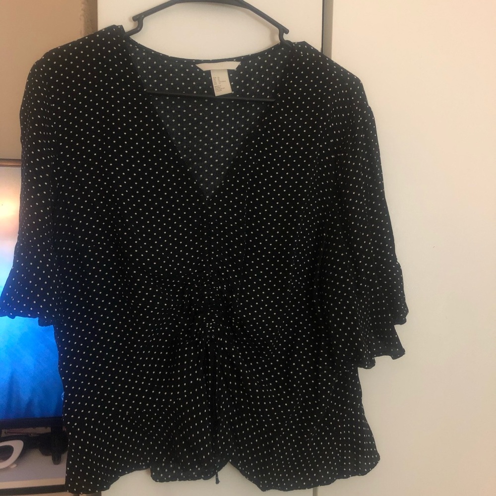 H&M Black and White Polka Dot Blouse
